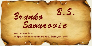 Branko Samurović vizit kartica